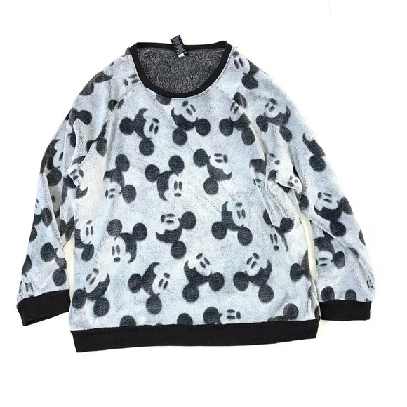 Disney Mickey Fuzzy Fleece Pullover Sweatshirt PJ Top - Picture 2 of 7